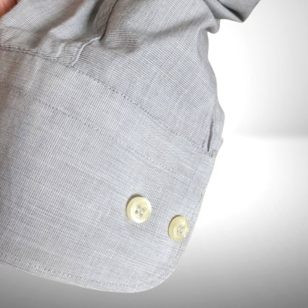 Gianfranco Ferré Studio Light Grey Micro-Check Dress Shirt | Size 17 - Picture 8 of 9